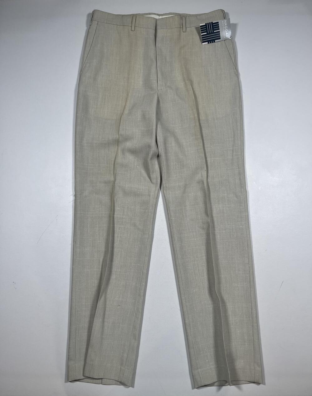 New Haggar Dress Pants Mens 34x32 Beige Cool 18 Pro Magic Stretch Straight Leg